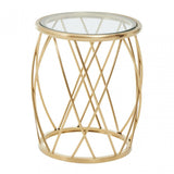 Ackley Clear Glass And Gold Frame Round Side Table.