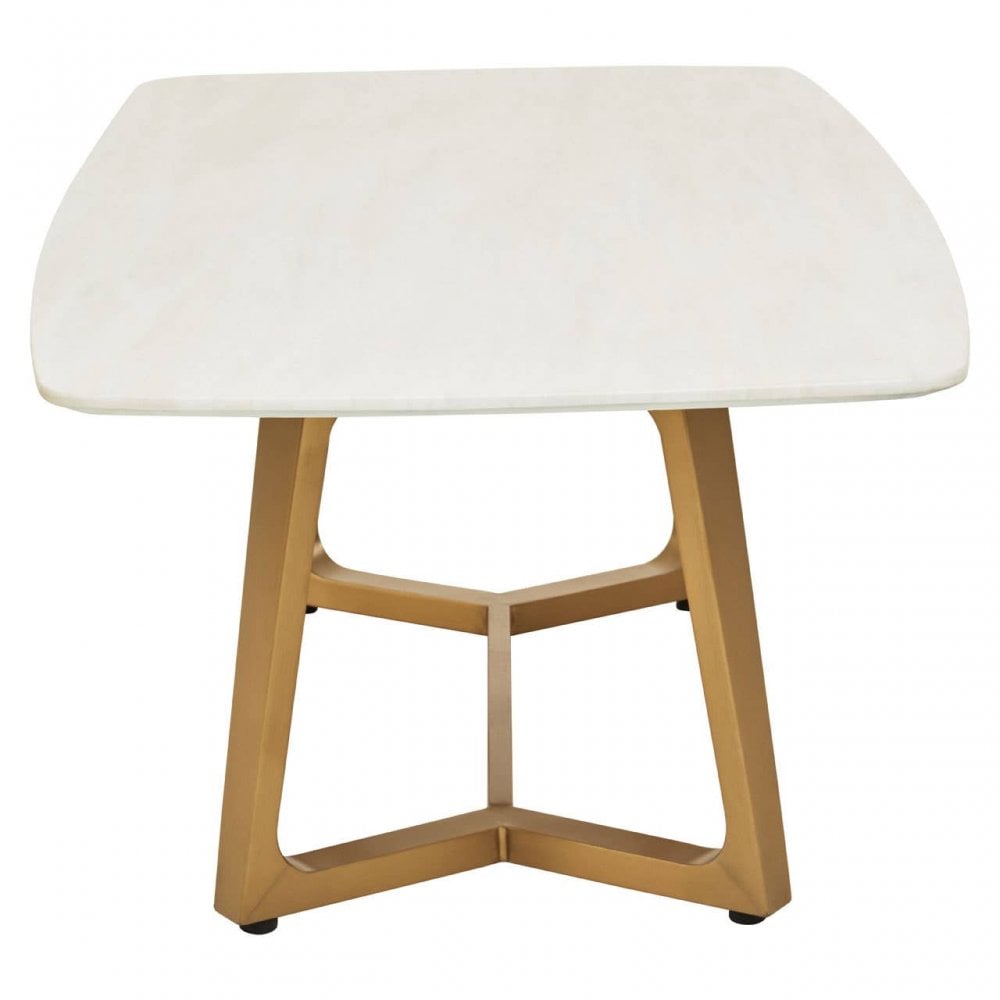 Moda White Marble Coffee Table With Brushed Gold Base