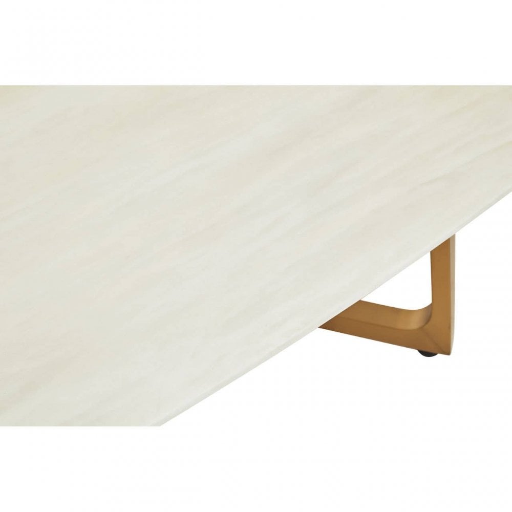 Moda White Marble Coffee Table With Brushed Gold Base