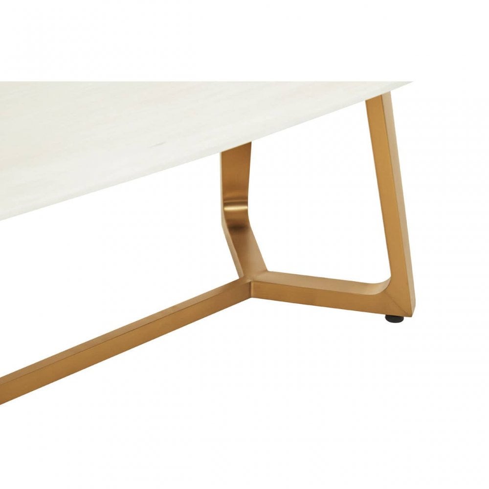 Moda White Marble Coffee Table With Brushed Gold Base