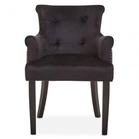 Doucet Black Velvet Chair With Ring Back