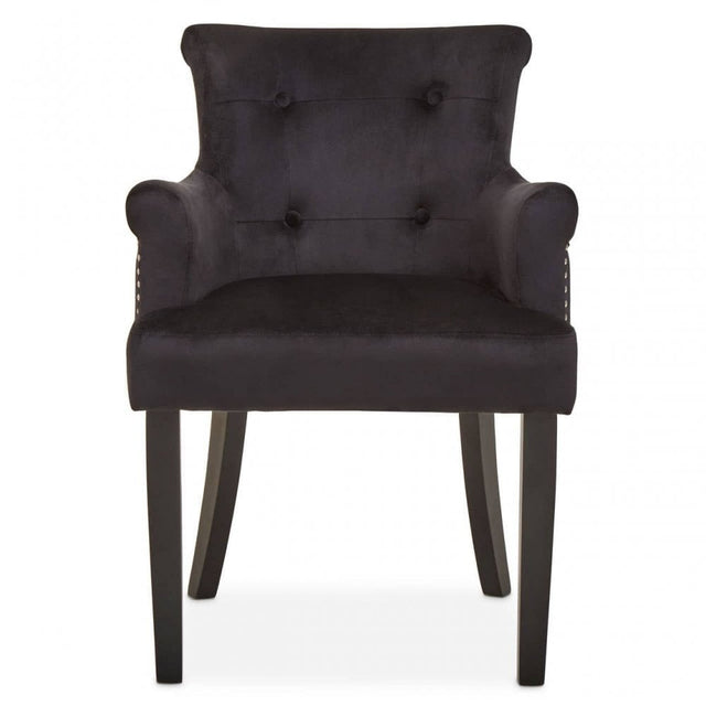 Doucet Black Velvet Chair With Ring Back