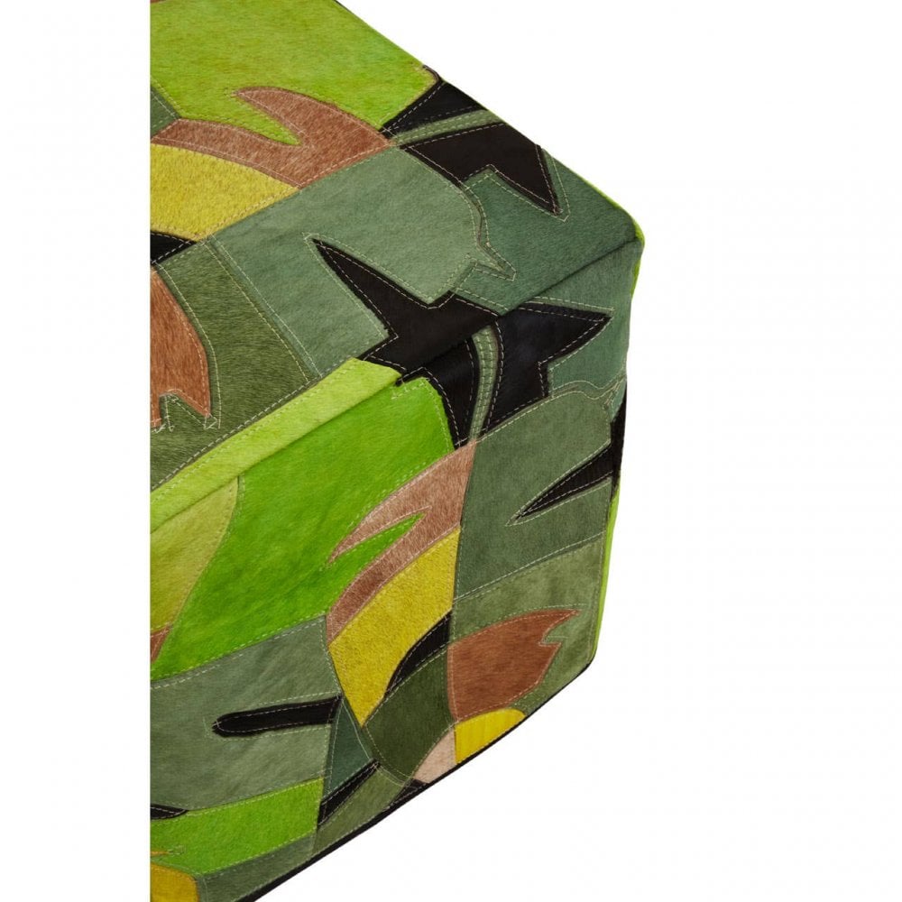 Safira Botanical Leather Pouffee