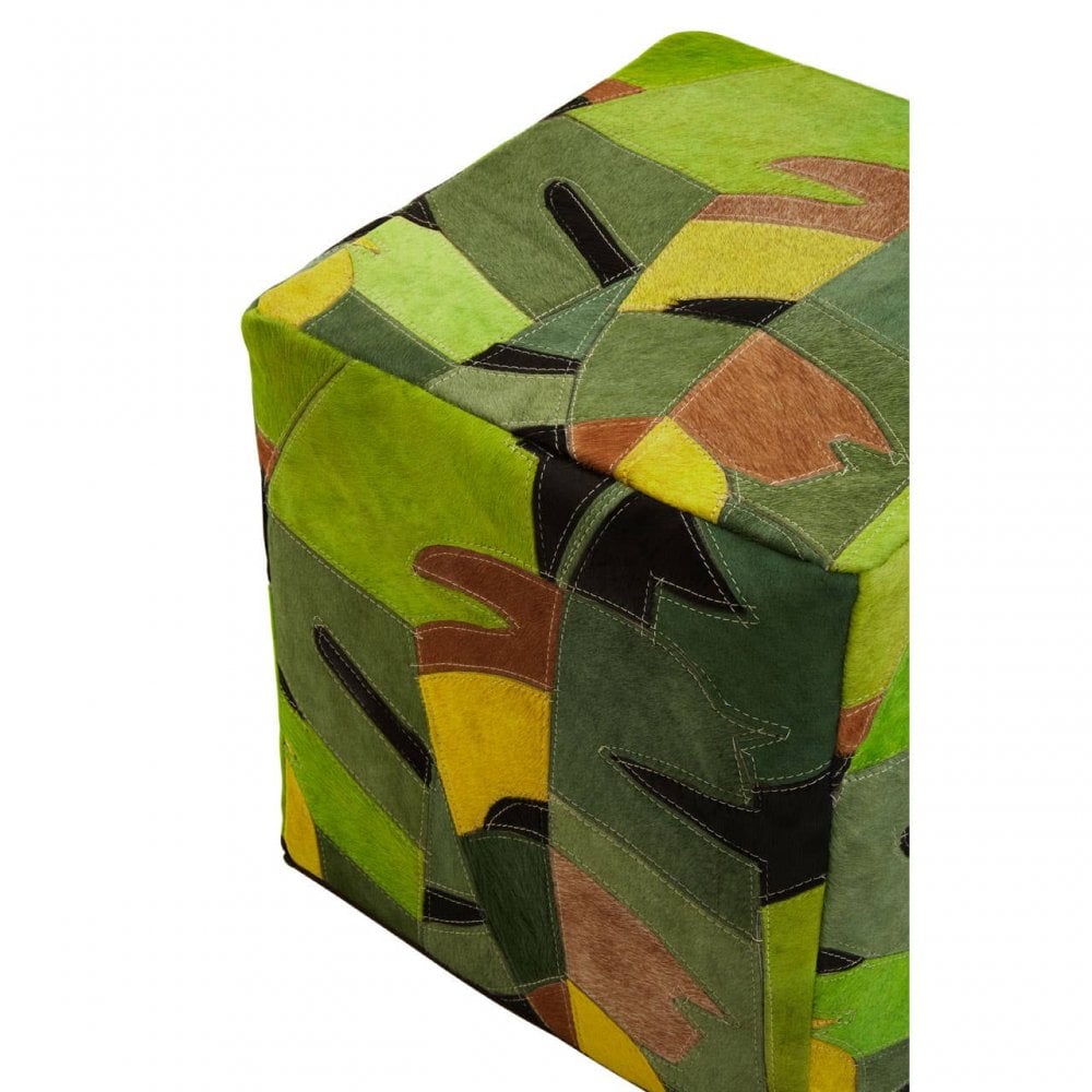 Safira Botanical Leather Pouffee