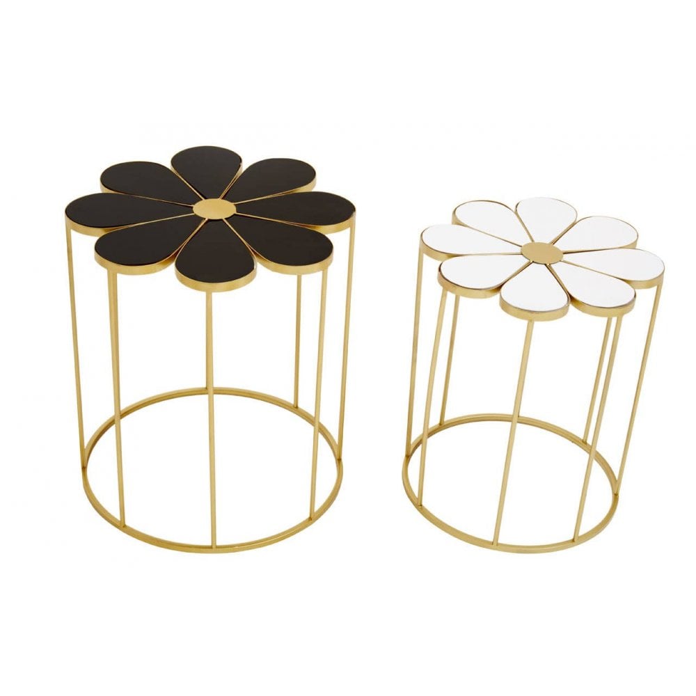 Jodie Set Of Two Black And White Petal Tables
