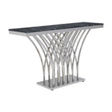 Arenza Black Marble And Silver Console Table.