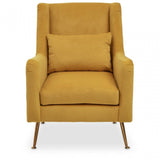 Doucet Yellow Velvet Chair With Gold Finish Legs