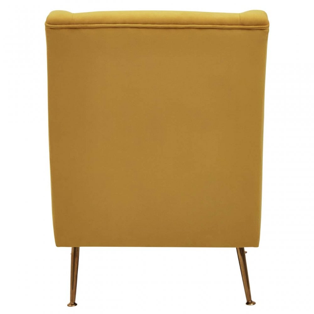 Doucet Yellow Velvet Chair With Gold Finish Legs