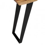 Surax Acacia Wood And Looped Iron Base Console Table