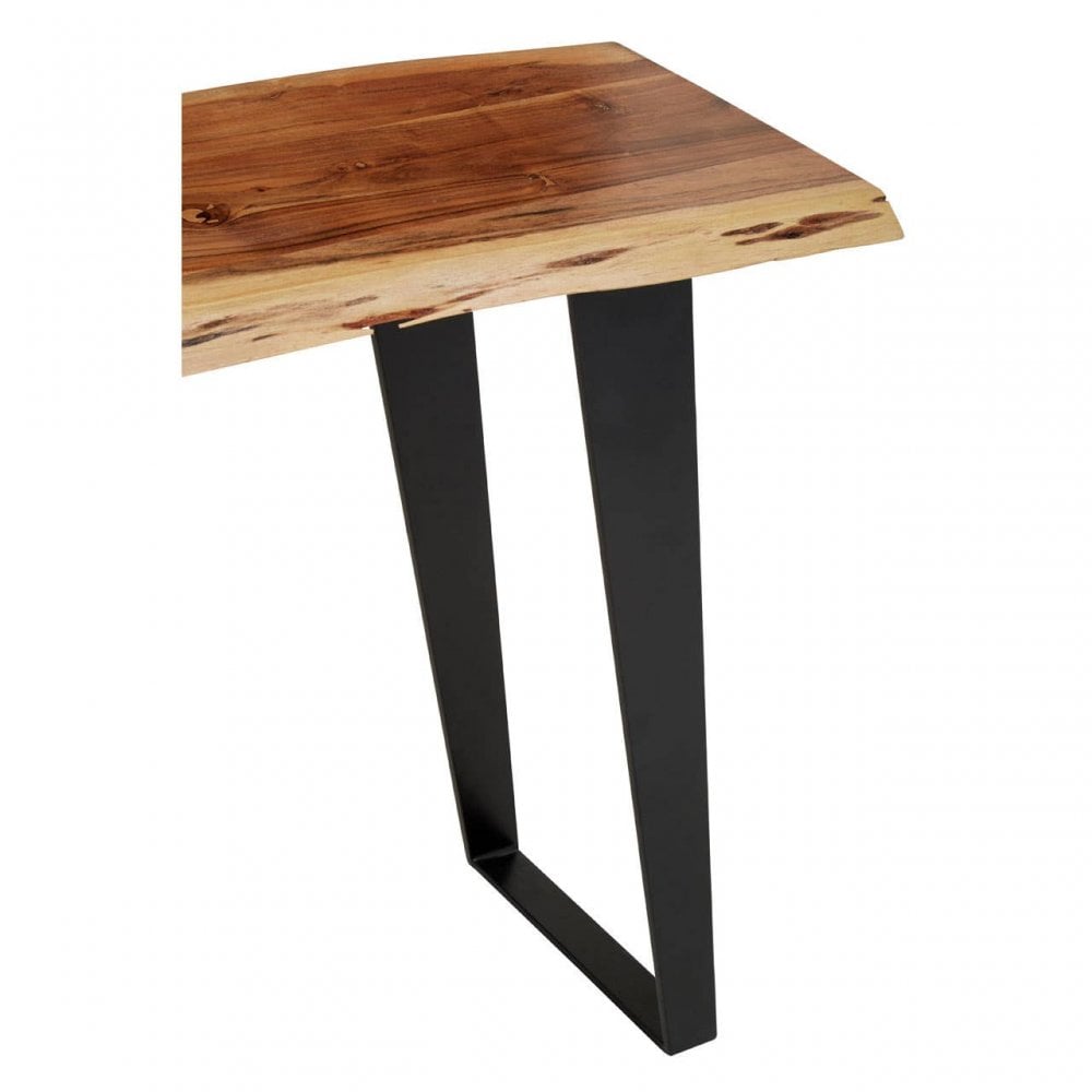 Surax Acacia Wood And Looped Iron Base Console Table