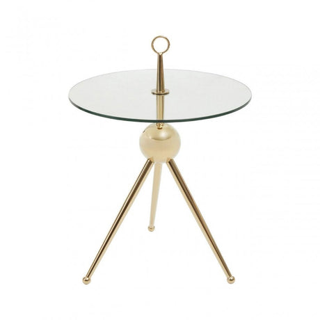 Oria Clear Glass Gold Frame Side Table