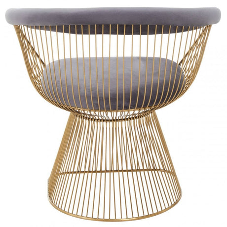 Anzio Grey Velvet And Brushed Gold Chair