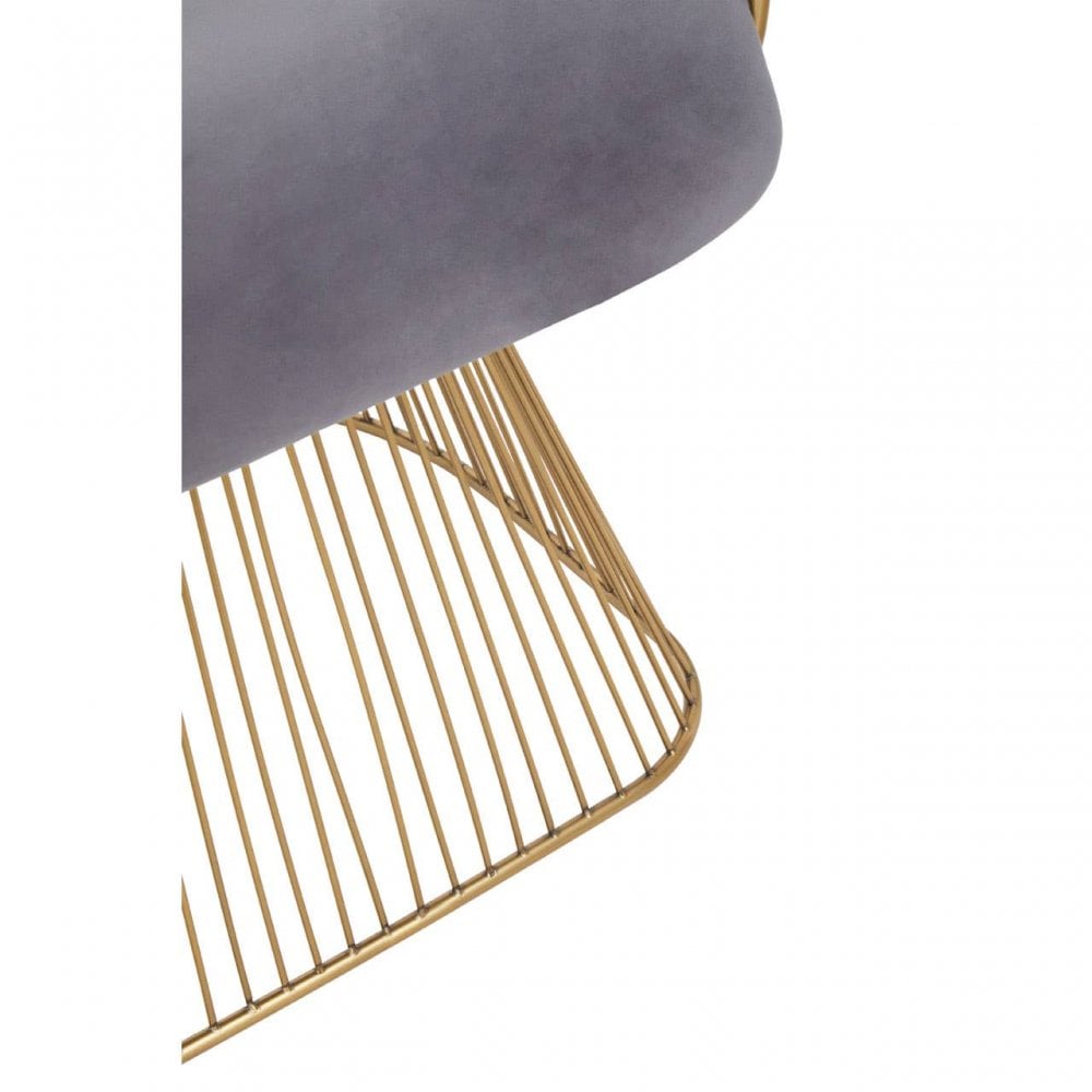 Anzio Grey Velvet And Brushed Gold Chair