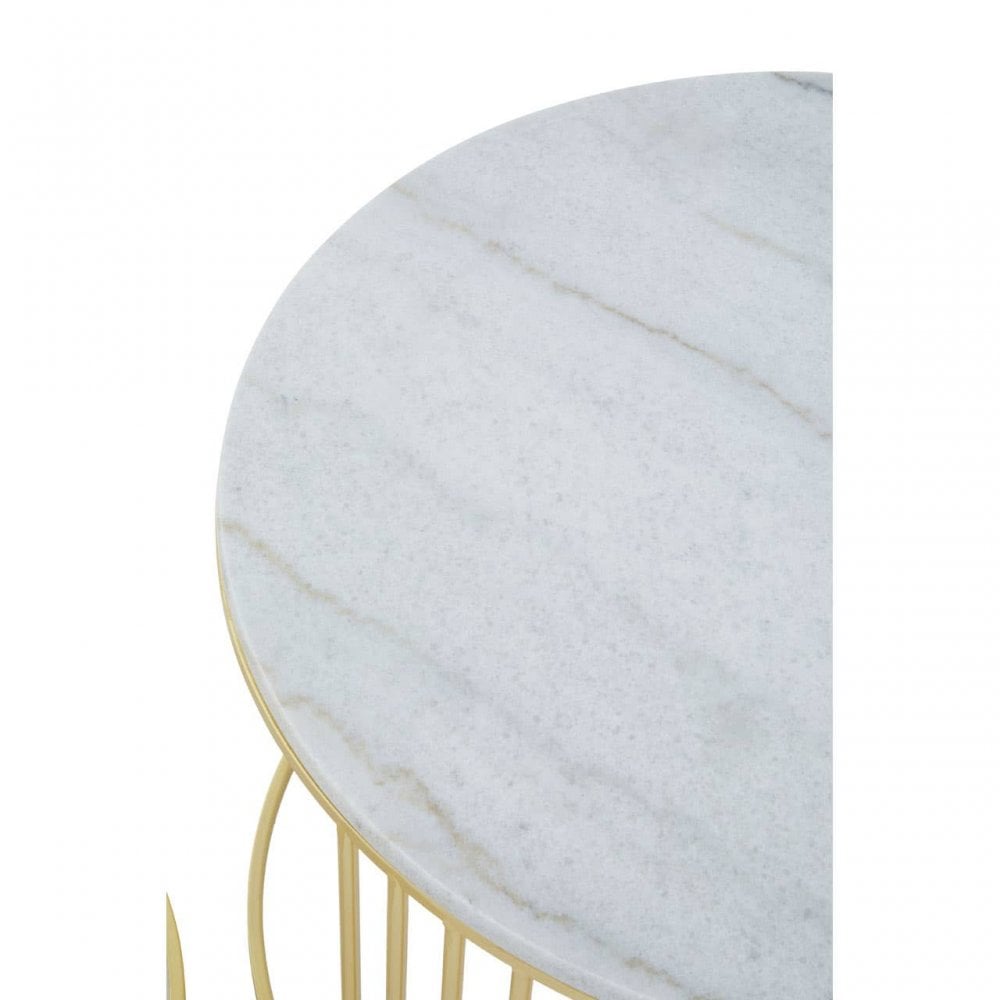 Jodie Set Of Two White Marble And Gold Frame Table