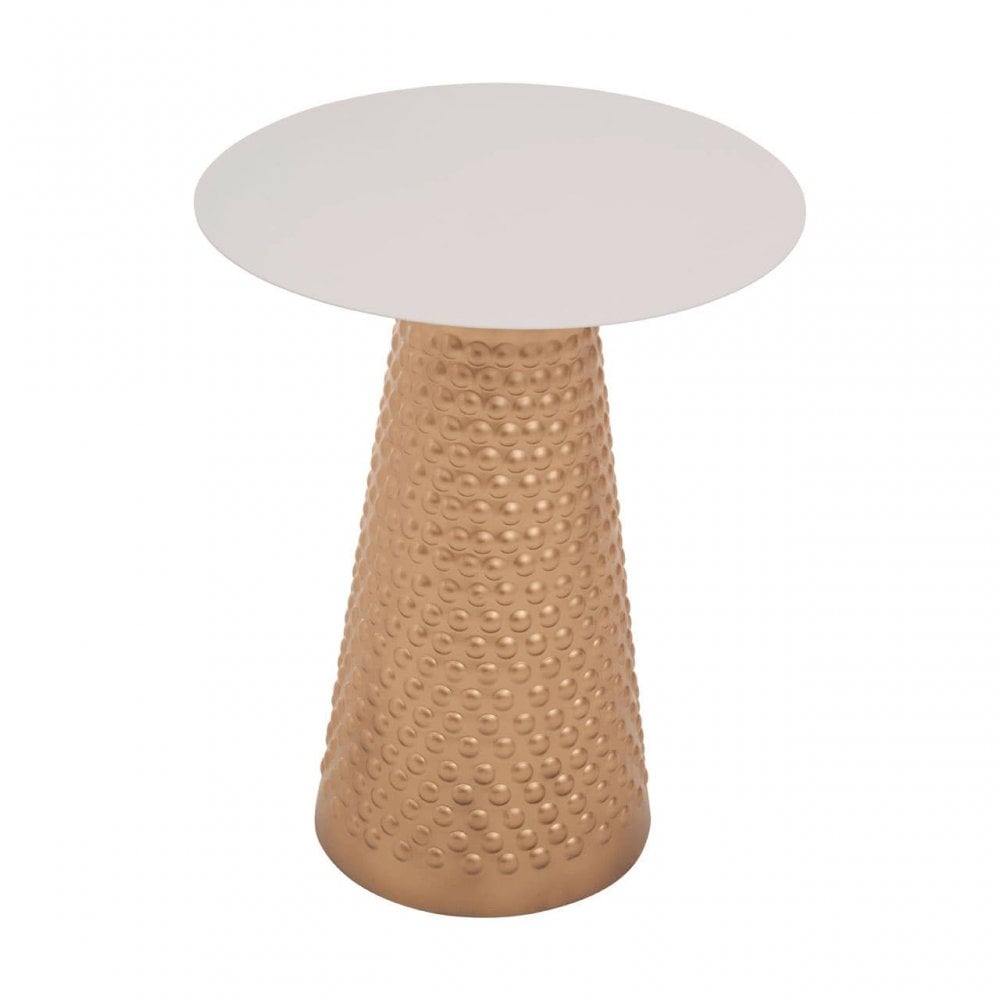 Amira White Top Gold Base Side Table