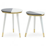 Nirav Black And White Marble Side Table