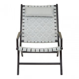 Kendari Grey Leather Woven Chair