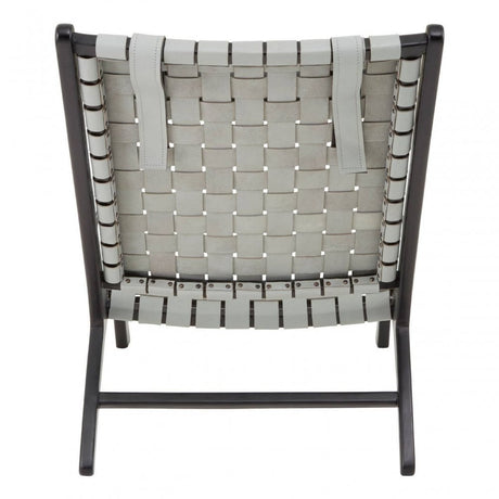 Kendari Grey Leather Woven Chair