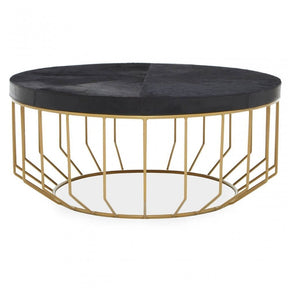 Kensington Townhouse Hair On Hide Black And Gold Round Coffee Table