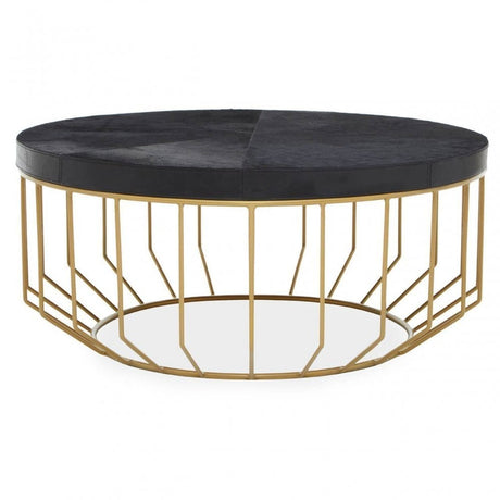 Kensington Townhouse Hair On Hide Black And Gold Round Coffee Table