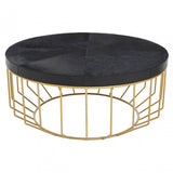 Kensington Townhouse Hair On Hide Black And Gold Round Coffee Table