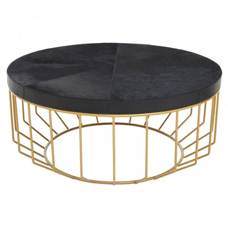 Kensington Townhouse Hair On Hide Black And Gold Round Coffee Table