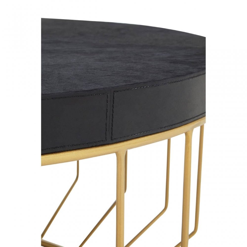 Kensington Townhouse Hair On Hide Black And Gold Round Coffee Table