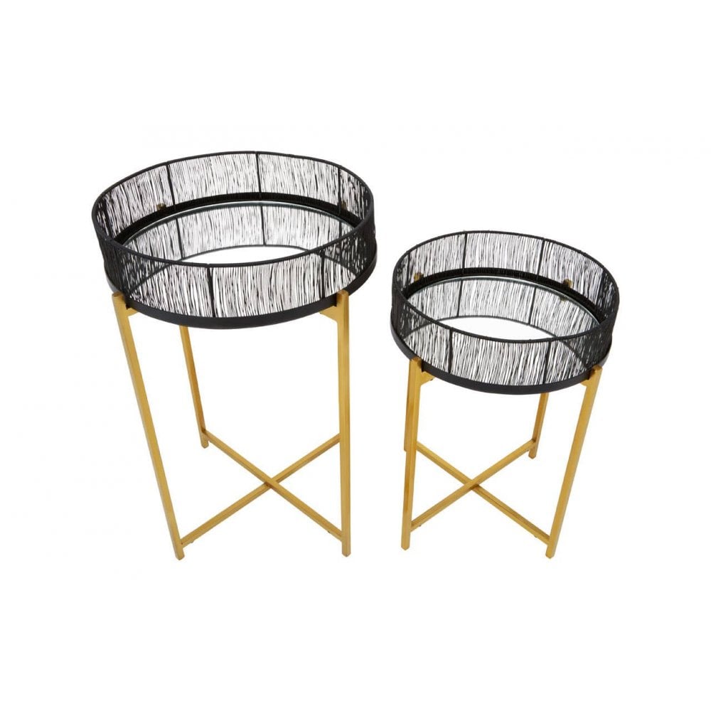 Enzo Set Of Two Black Wire And Gold Frame Tables