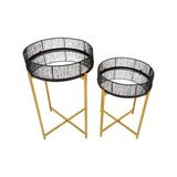 Enzo Set Of Two Black Wire And Gold Frame Tables