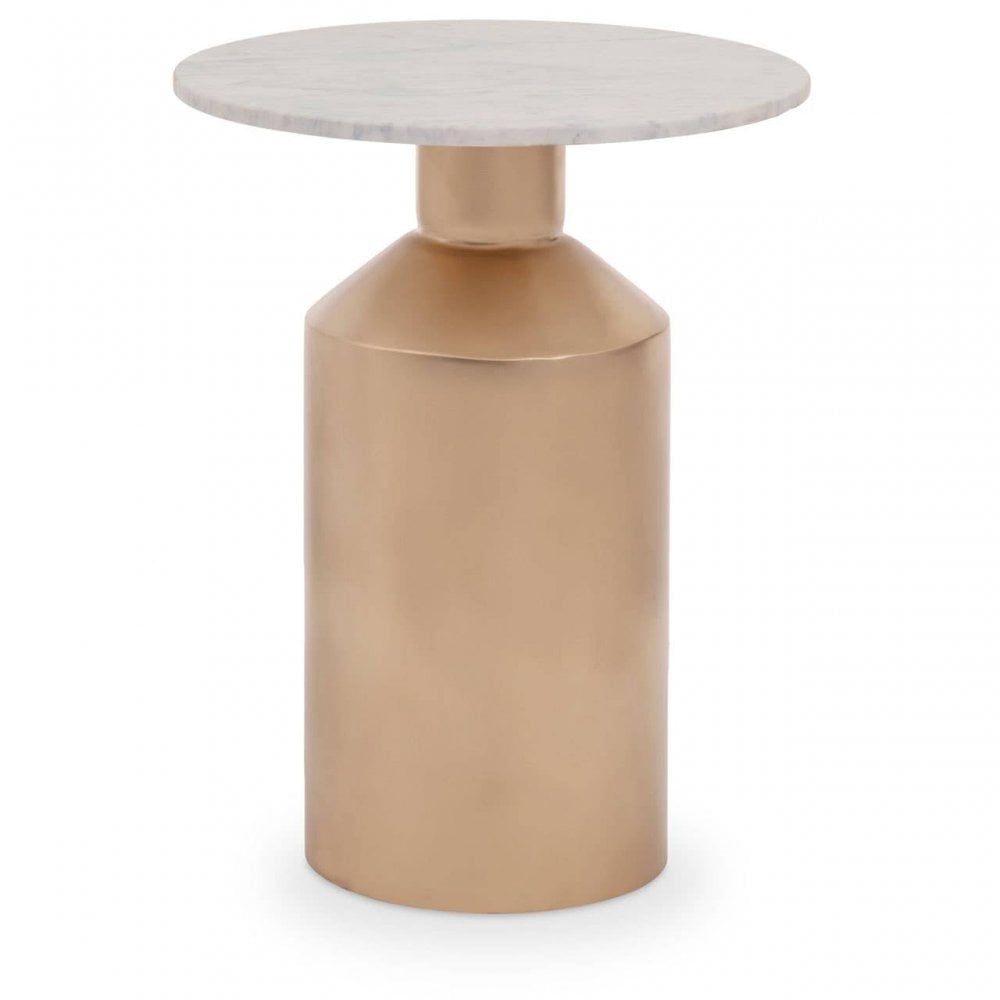 Amira Carrara Marble Top Gold Base Side Table