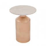 Amira Carrara Marble Top Gold Base Side Table