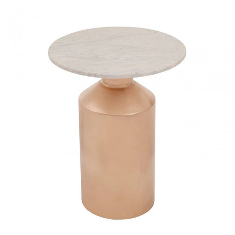 Amira Carrara Marble Top Gold Base Side Table