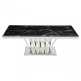 Arenza Black Marble And Silver Coffee Table.