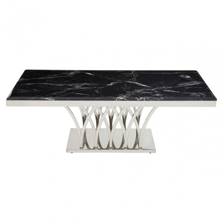 Arenza Black Marble And Silver Coffee Table.