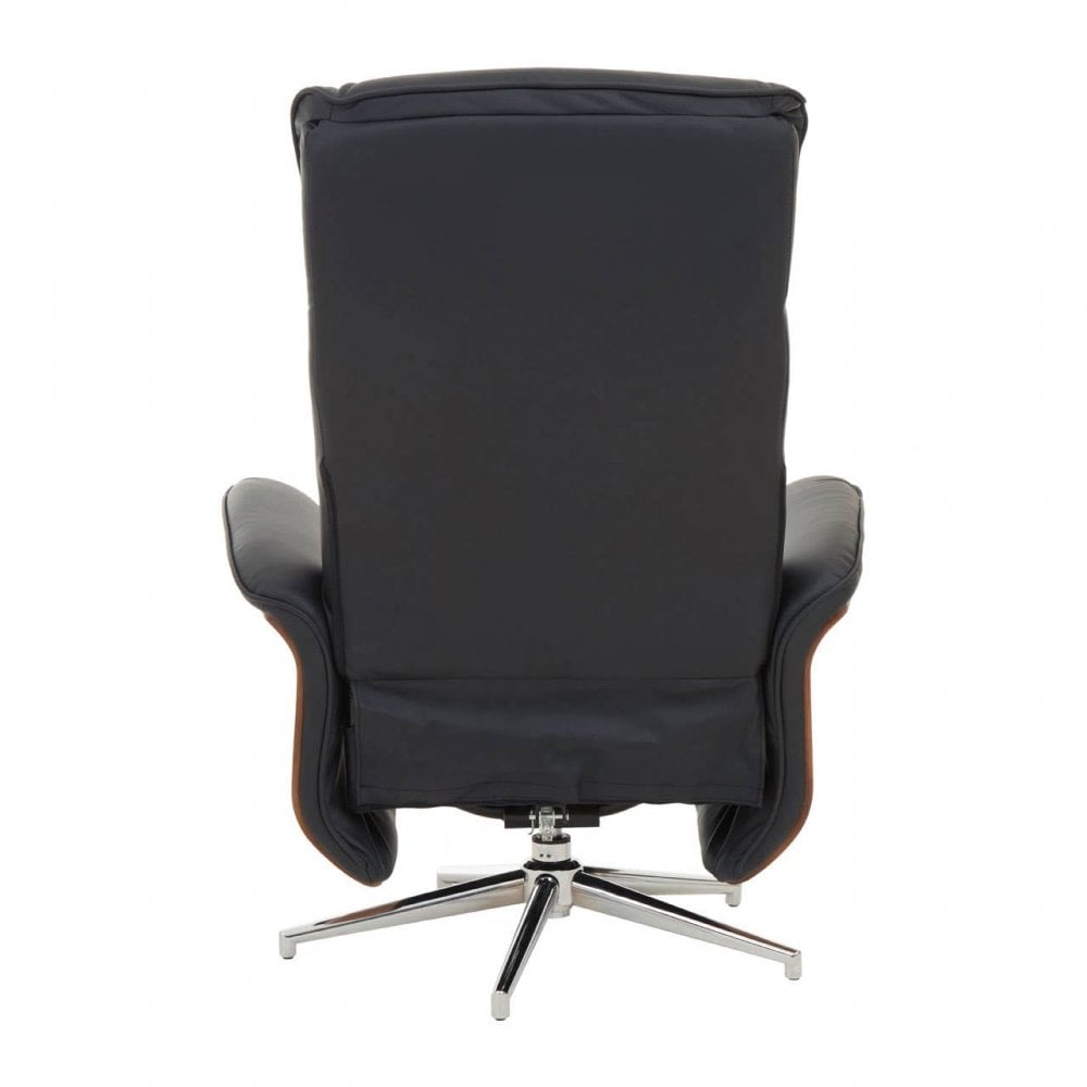 Warrington Black Leather Effect Recliner And Footstool