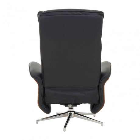 Warrington Black Leather Effect Recliner And Footstool