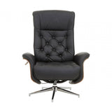 Warrington Black Leather Effect Recliner And Footstool
