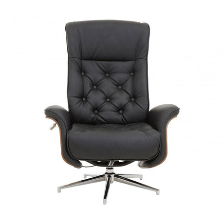 Warrington Black Leather Effect Recliner And Footstool