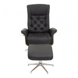 Warrington Black Leather Effect Recliner And Footstool