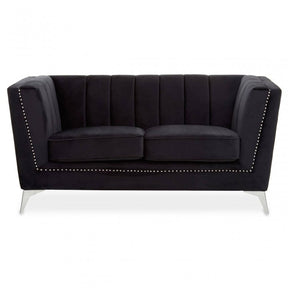 Hansa Two Seat Black Velvet Sofa