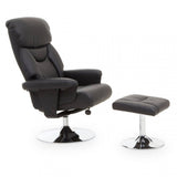 Denton Black Leather Effect Reclining Chair And Footstool