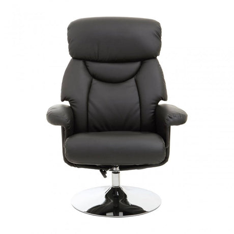 Denton Black Leather Effect Reclining Chair And Footstool