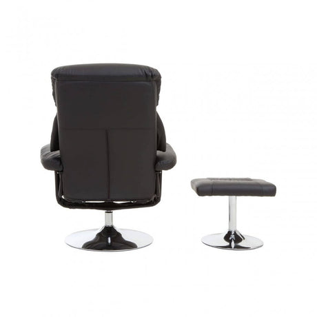 Denton Black Leather Effect Reclining Chair And Footstool