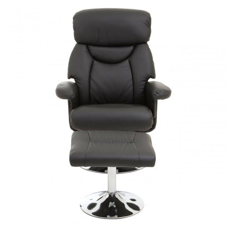 Denton Black Leather Effect Reclining Chair And Footstool