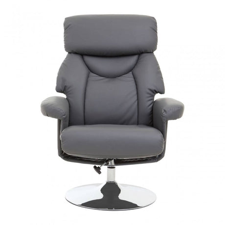 Denton Grey Leather Effect Reclining Chair And Footstool