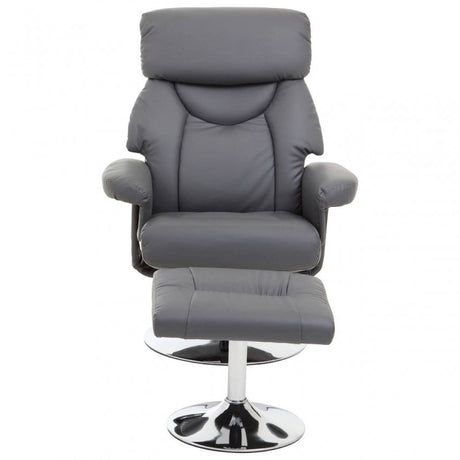 Denton Grey Leather Effect Reclining Chair And Footstool