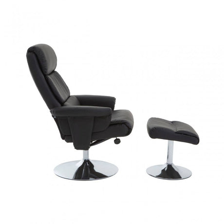 Denton Black Leather Effect Chair And Footstool