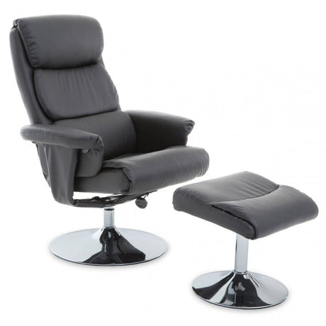 Denton Grey Leather Effect Chair And Footstool