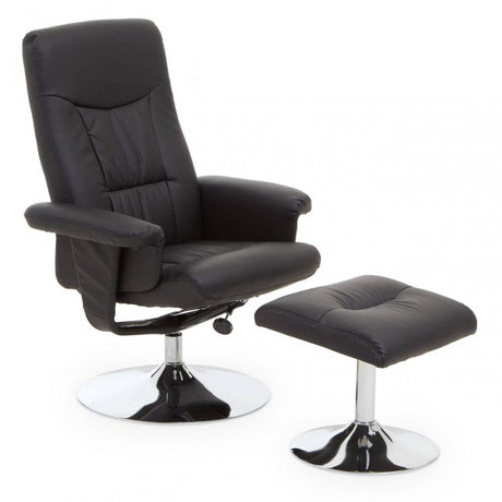 Denton Black Leather Effect Recliner