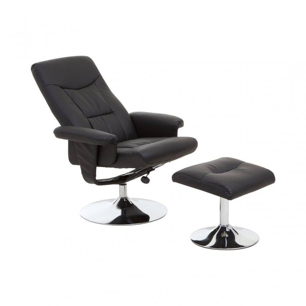 Denton Black Leather Effect Recliner